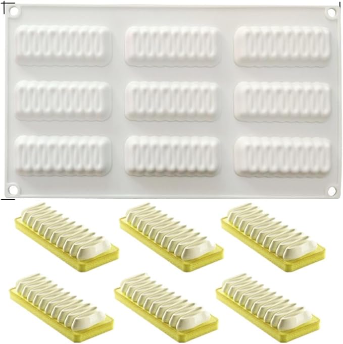Silicone Mold for Baking Cakes,Soap Molds,Flower Shape Silicone Molds for Homemade French Dessert Mold for Pastry Chocolate,Jelly Chocolate Mold ＆ Ice Cube Tray (B_ Long Wave Shape)