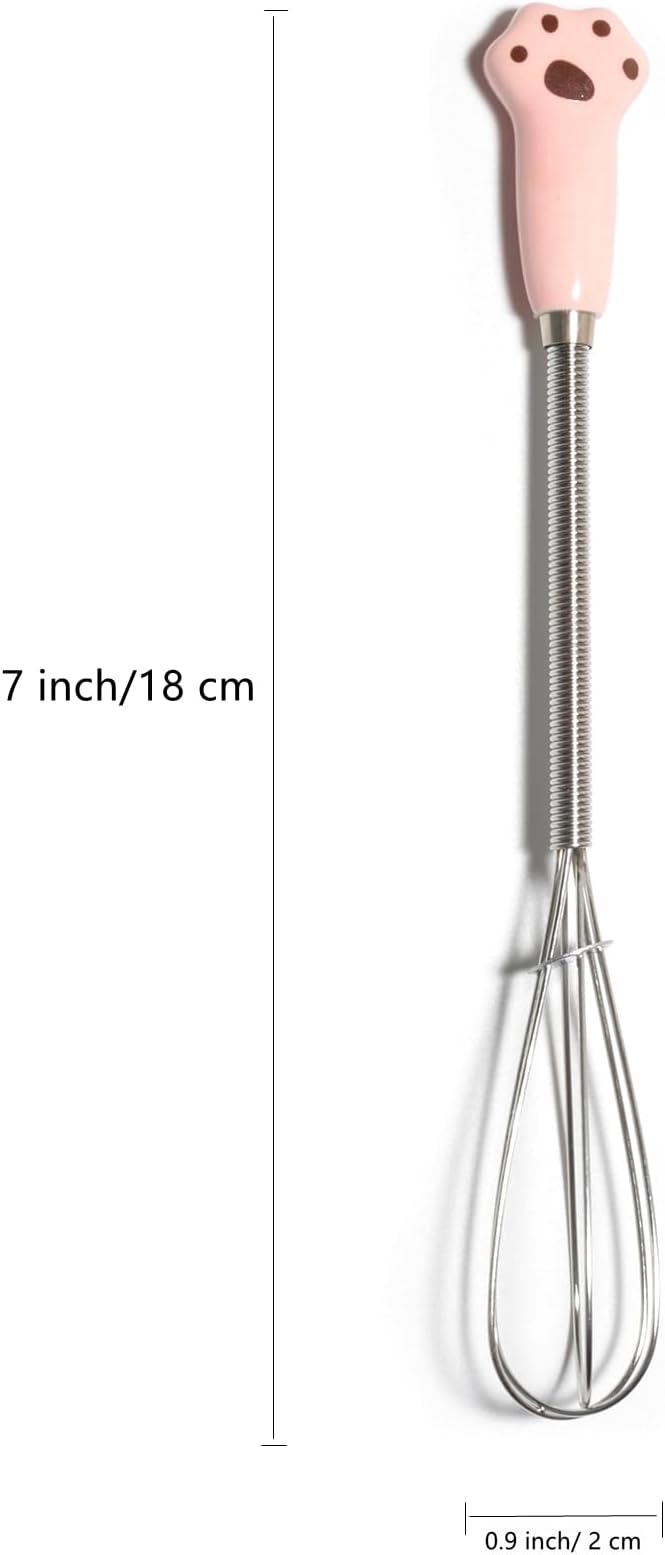 Mini Whisks 7 inch 5Pcs cat paw Stainless Whisk, Hand Egg Mixer for Flour Cake Egg, Kitchen Cooking Baking Use Whisk