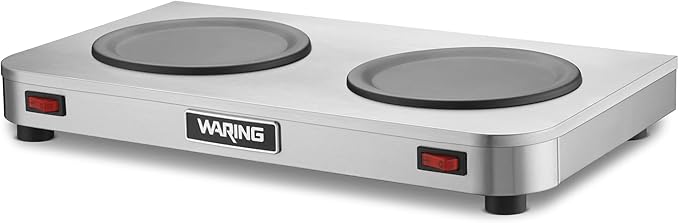 Waring Commercial WCW20 Café Deco Double Coffee Carafe Warmer, 120V, 5-15 Phase Plug,Silver