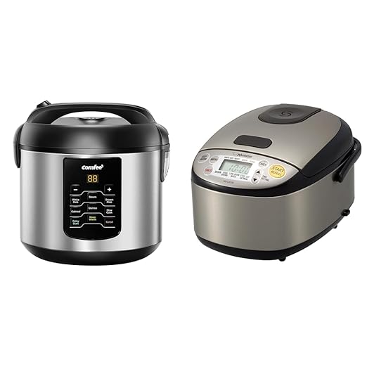 COMFEE' 2QT Multi Cooker Bundle with Zojirushi 3-Cup Rice Cooker, Stainless Steel