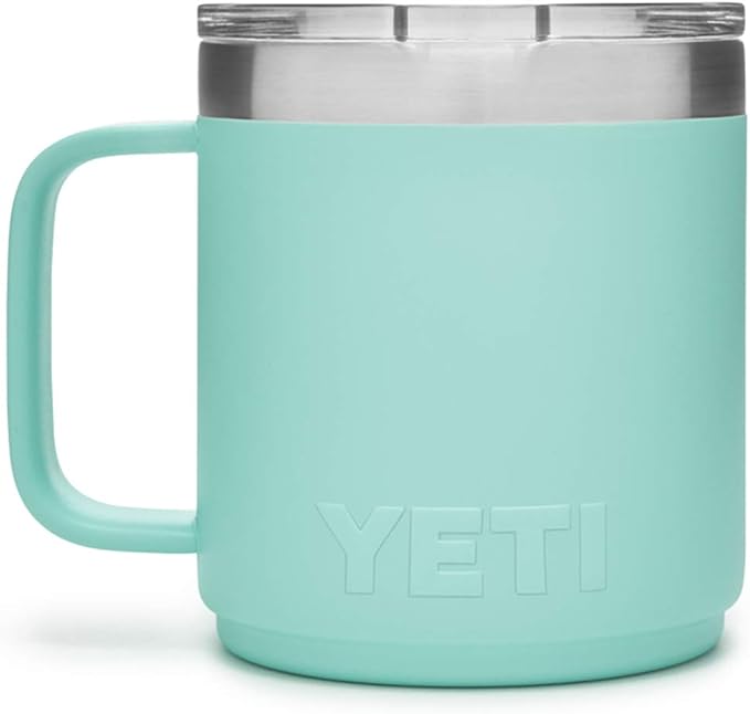 YETI Rambler 10 oz Stackable Mug, Vacuum Insulated, Stainless Steel with MagSlider Lid, Seafoam