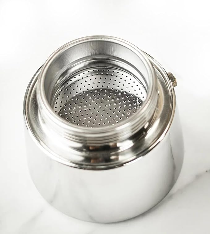 Cuisinox Roma Stovetop Espresso Maker COF-4R, Stainless Steel Coffee Percolator Stovetop, Heat-Resistant & Non-Reactive, 4-Cup Italian Espresso Maker Easy to Clean, Durable Stove Top Percolator