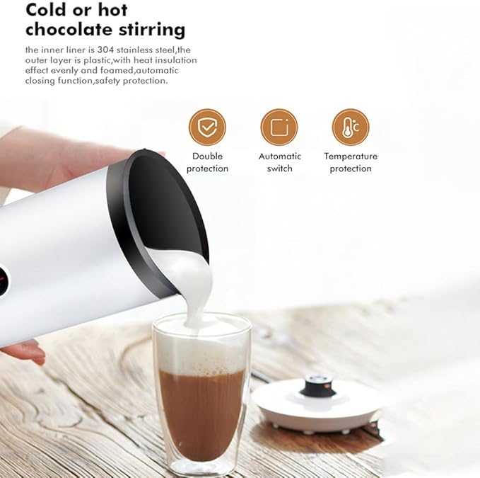 Matybobe Electric Milk Frother 4-in-1 600W 240ml/8.12oz Hot and Cold Milk Foamer Silent Operation Anti Slip Stainless Steel Milk Steamer for Latte Cappuccinos Macchiato Hot Chocolate Milk