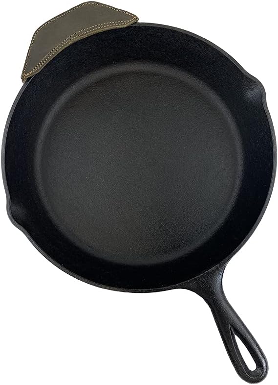 Rustic Leather Hot Handle Holder (Cast Iron Side Kick Potholder) Double Layered, Double Stitched and Handmade by Hide & Drink (Dark Jade)