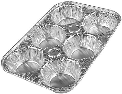 PARTY BARGAINS 6-Cup Aluminum Muffin Pans - 40 Pack, Standard Size Cupcake Pans, Disposable Muffin Tin for Baking (Max 240°C)