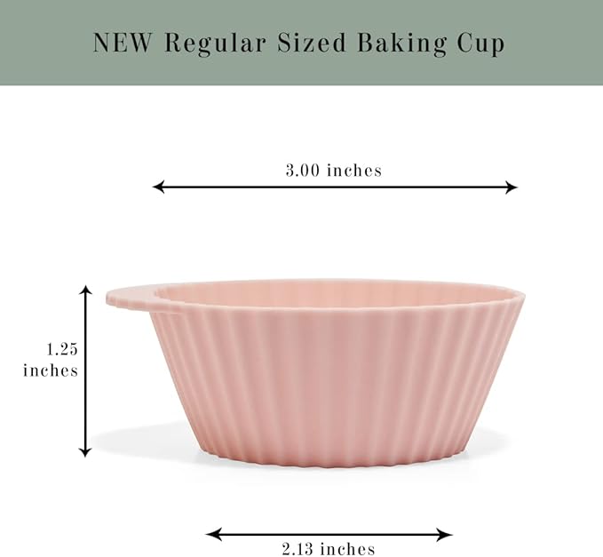 The Silicone Kitchen Reusable Silicone Baking Cups Silicone Muffin Liners for Cupcakes, BPA Free, 12 Pack, Regular, Pink Gray Blue