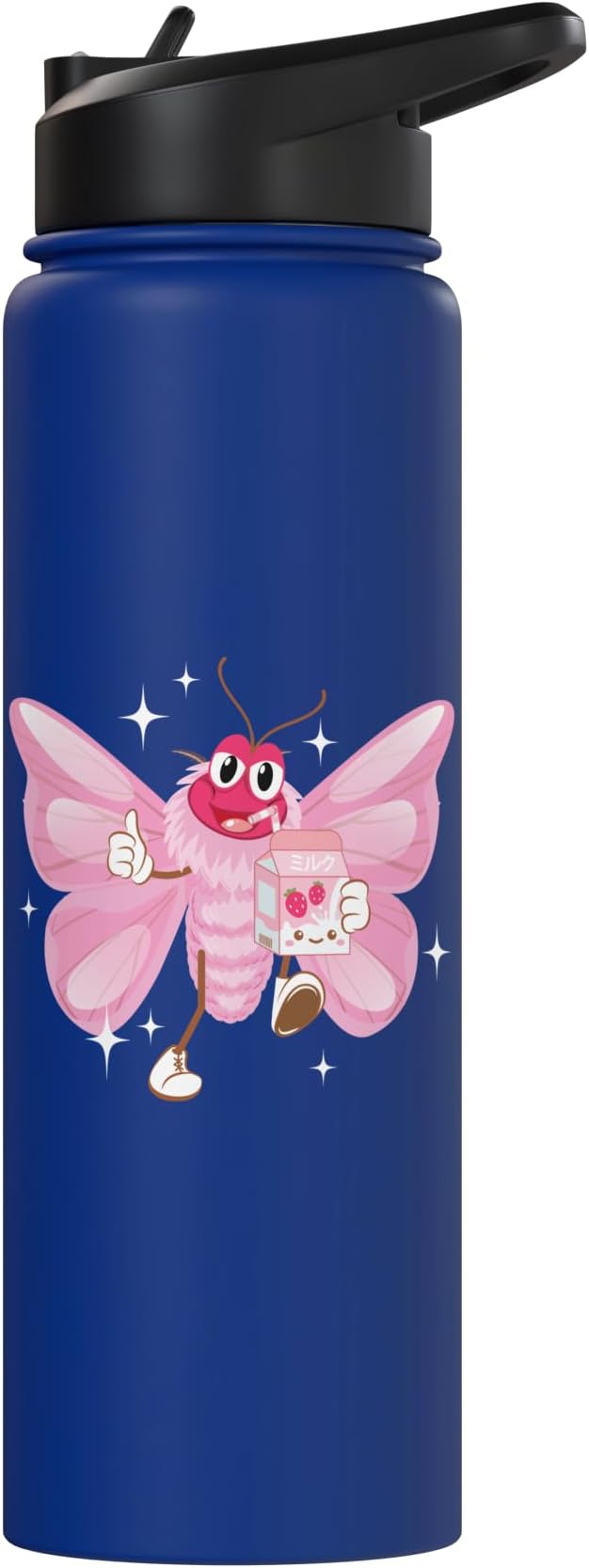 Butterfly Kawaii Strawberry Milk Shake Carton Stainless Steel Insulated Water Bottle