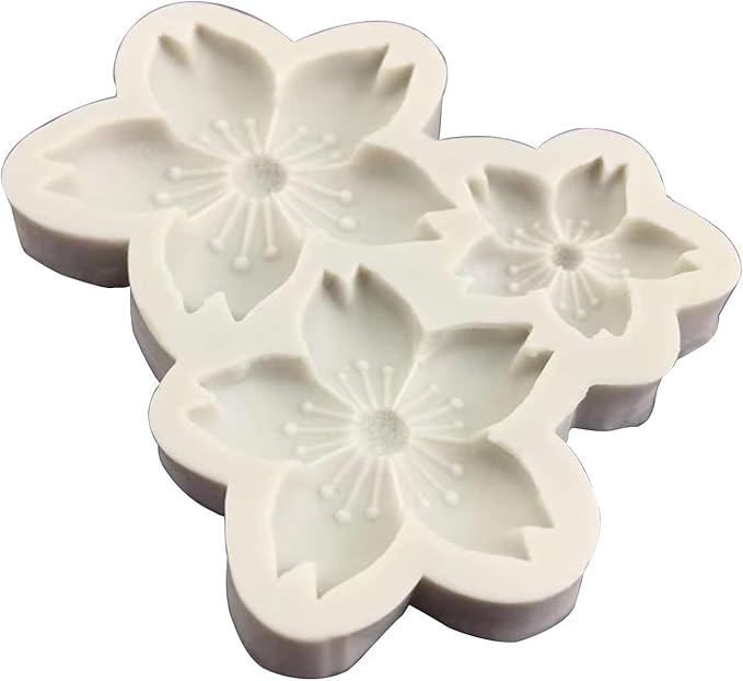 Gray 3D Flower Silicone Molds Cherry Blossoms Fondant Craft Cake Candy Chocolate Mold Sugarcraft Pastry Kitchen Baking Moulds Silicone Fondant Flowers Pastry and Baking,Gum Paste Molds