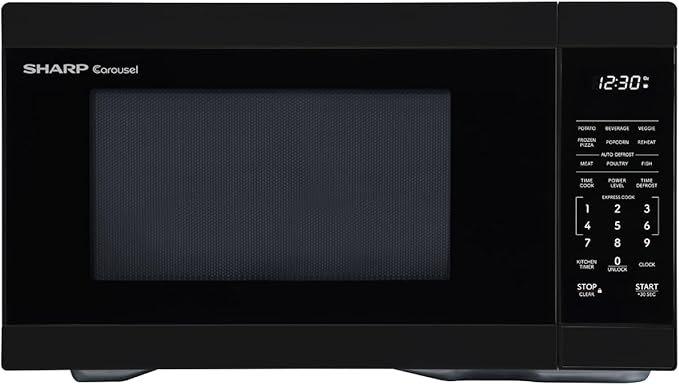 SHARP Countertop Microwave Oven with Removable 12.4" Carousel Turntable, 1000 Watt, 1.1 Cubic Feet, Black