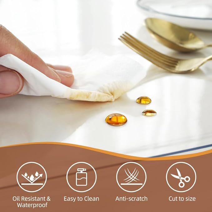 Warmstar Clear Table Cover Protector 24 x 84 Inch,1.5mm Thick Plastic Table Cover Rectangle,PVC Clear Table Protector,Desk Protector Mat for Kitchen, Dresser, Writing Desk，Dining Room Table