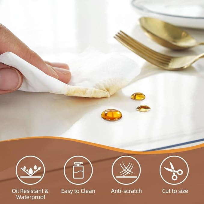 Warmstar Clear Table Cover Protector 12 x 72 Inch,1.5mm Thick Plastic Table Cover Rectangle,PVC Clear Table Protector,Desk Protector Mat for Kitchen, Dresser, Writing Desk，Dining Room Table