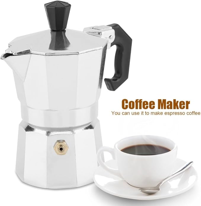 50ml Aluminum Moka Pot Espresso Maker Leak-Proof Design with Ergonomic Handle 1 Cup Stovetop Coffee Maker for Home & Office Use
