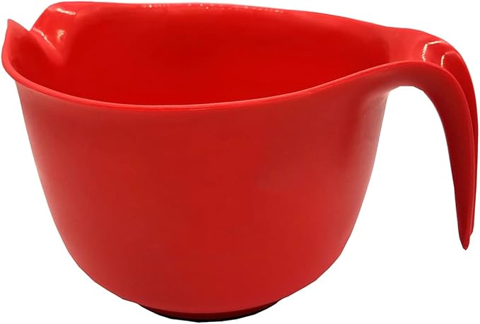 Glad Mixing Bowl with Handle – 3 Quart | Heavy Duty Plastic with Pour Spout and Non-Slip Base | Dishwasher Safe Kitchen Supplies for Cooking and Baking, Red (Pack of 6)