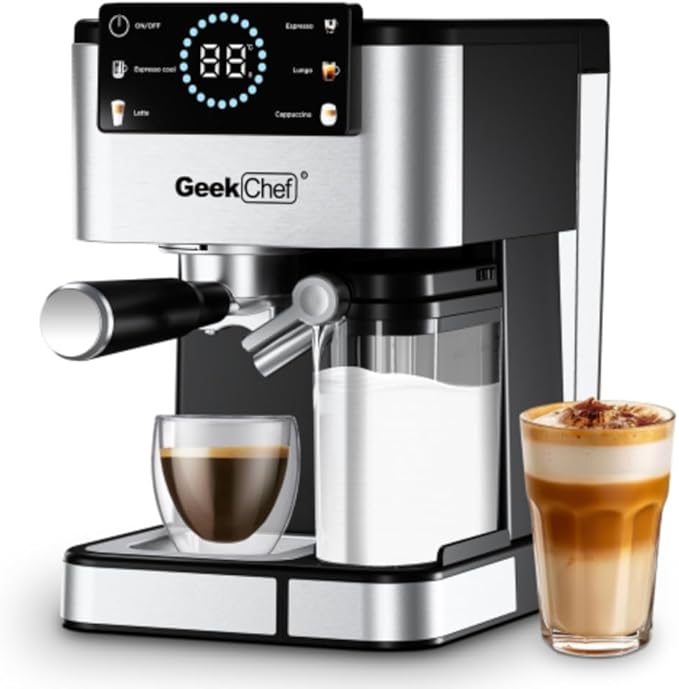 Espresso Machine for Home Barista - 20 Bar Coffee Maker with Automatic Milk Frother, TouchScreen, ESE POD & Instant Heating, Brews Cappuccino/Latte/Iced Coffee