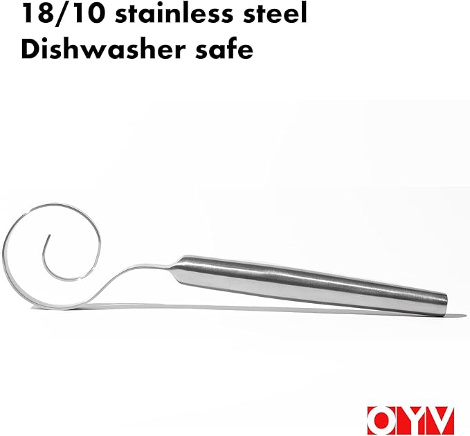 12-Inch Seamless Dough Whisk, 18/10 Stainless Steel Bread Whisk, Danish Whisk for Sourdough, Pizza, Cookies, Pancake & Waffle, Easy to Clean Sour Dough Tools