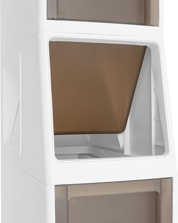 Slim Waterproof Narrow Bathroom Cabinet with Trash Bin Compact Design with Drawers and Toilet Paper Holder Movable Bathroom Organizers for Small Spaces (5Tier/37.8in H)