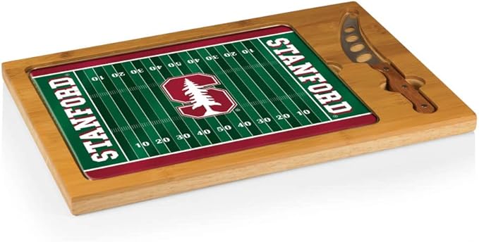 PICNIC TIME NCAA Icon Glass Top Cutting Board & Knife Set, Cheese Boards Charcuterie Boards, Serving Platter, (Parawood & Bamboo)