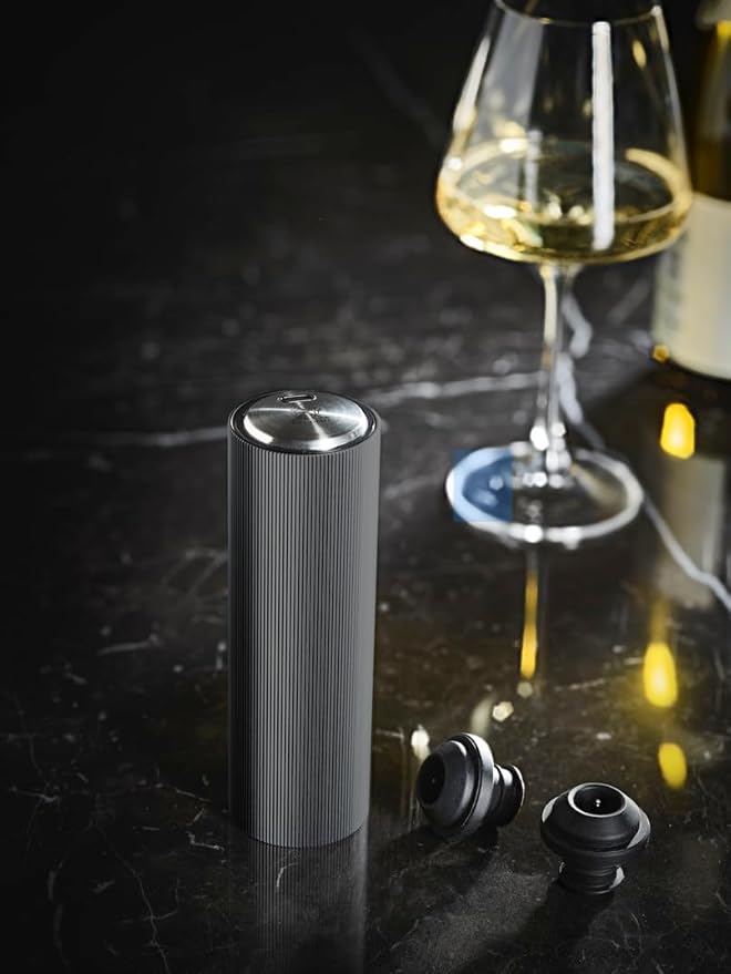 Electric Wine Vacuum Pump 100% automatic in aluminum, carbon, 14 cm - 5.5 in