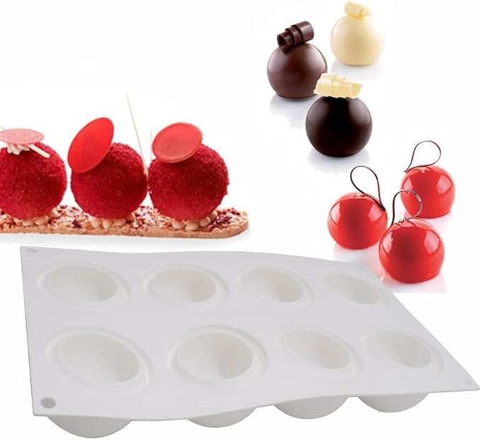 Baking Accessories And Tools Silicone Chocolate Mold Silicon Ball Cake Moulds 3D Half Sphere Candy Truffle Baking Tray (Round D_11.88 X6.96 X1.96inch)