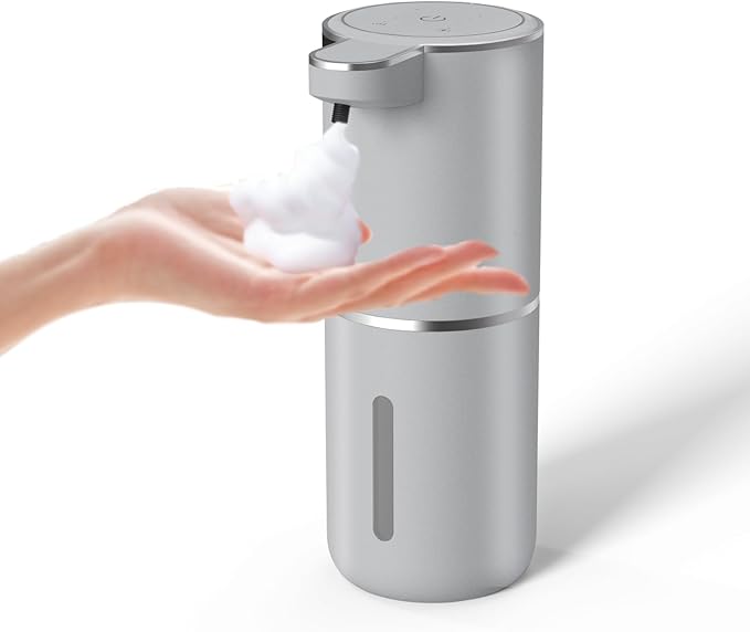 Automatic Soap Dispenser – Touchless Foaming Soap Dispenser 400ml USB Rechargeable Dispenser Electric Wall Mounted 4levels Adjustable Foam Soap Dispenser Pump for Bathroom Kitchen(Silver)