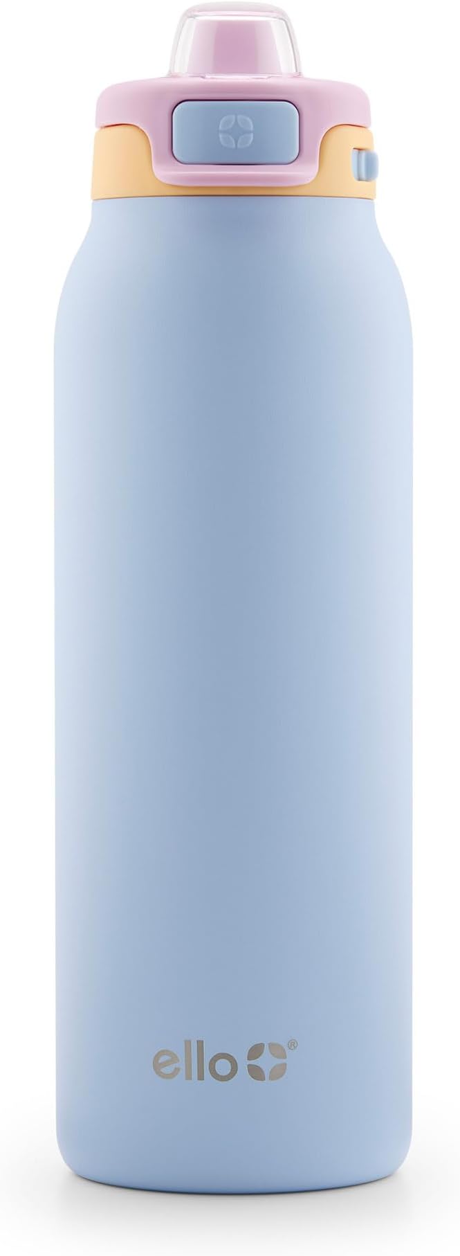 Ello Pop & Fill 32oz Stainless Steel Water Bottle with Quick Fill Technology, Double Walled and Vacuum Insulated Metal, Leak Proof Locking Lid, Sip and Chug, Reusable, BPA Free, Coastal Sunrise