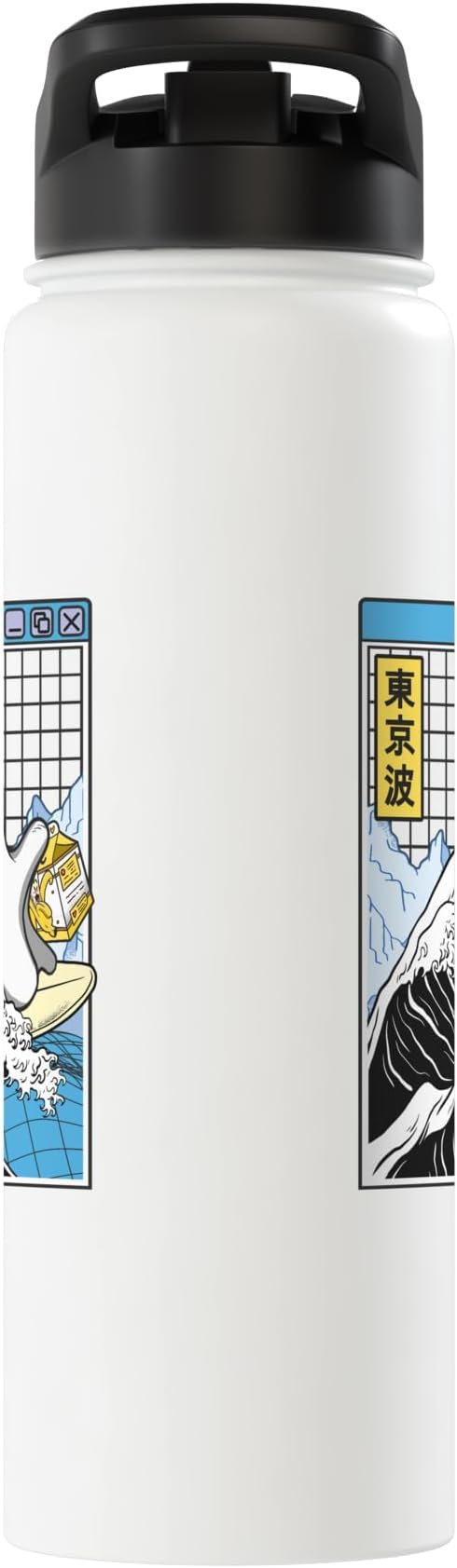 Surfing Ghost With Banana Milk Cartons Wave Kawaii Vaporwave Stainless Steel Insulated Water Bottle