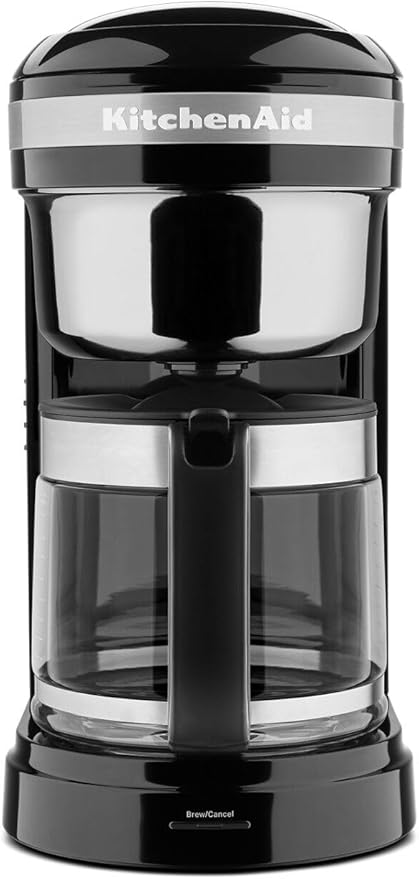 KitchenAid 12 Cup Drip Coffee Maker with Spiral Showerhead and Programmable Warming Plate - KCM1209, Onyx Black