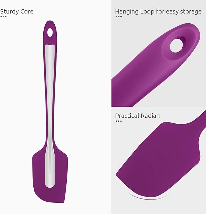 U-Taste 11.38" Silicone Baking Spatula: 480ºF Heat Resistant Food Grade Flexible Rubber Kitchen Bowl Scraper, Seamless Pastry Spreader for Mixing Stirring Scraping in Nonstick Cookware (Purple)