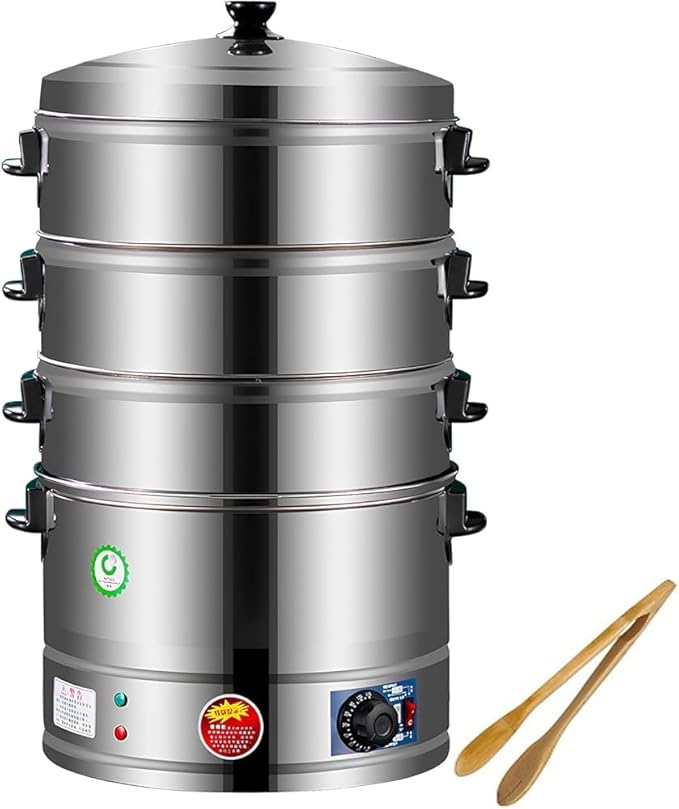 Electric Food Steamer, 3-Tier Stainless Steel, Thermostatically Controlled for Automatic Heating, Ideal for Healthy Cooking and Breakfast,40
