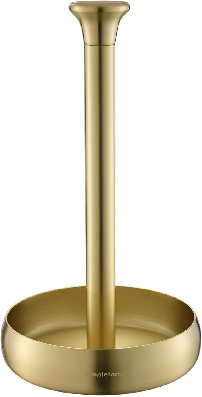 simpletome Paper Towel Holder Countertop Keep It Rolled Up Weighted Base (Light Gold)