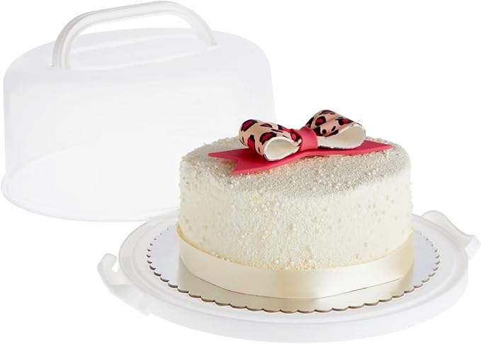 Juvale Round Cake Carrier - Secure Lid & Handle Storage Container - Collapsible Reusable Plastic Container for Cakes, Pies & Cupcakes - 12" Dia x 5.9" H