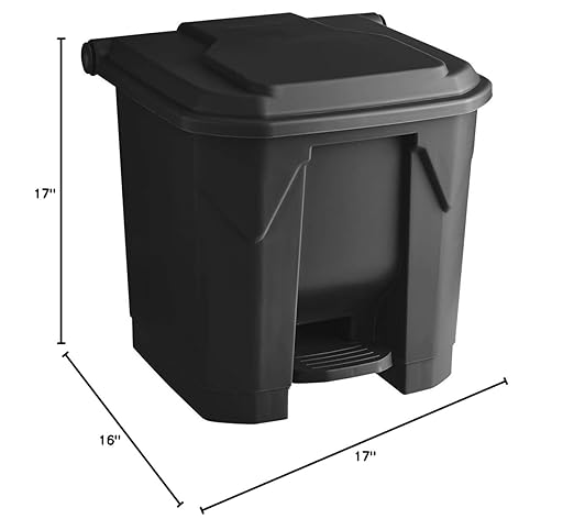 PRO&Family 32 Qt. / 8 Gallon Black Acrylic Trash Can with Lid, Heavy-Duty Construction, Ideal for Home or Office