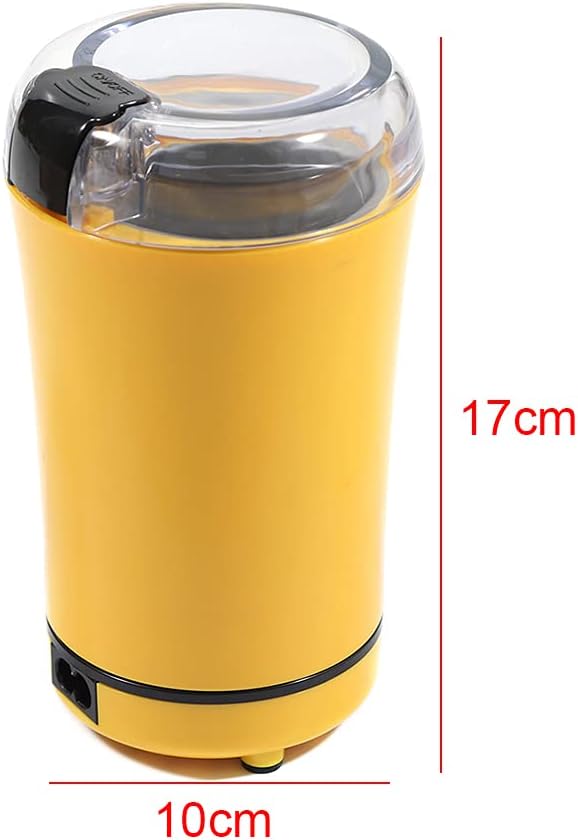 Electric Coffee Grinder, 150W Small Spice Grinder with Stainless Steel Blade, 50g Capacity One-Touch Mill for Coffee Beans, Pepper, Herbs, Nuts (Yellow)