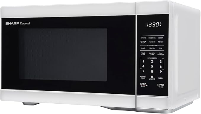 SHARP Countertop Microwave Oven with Removable 12.4" Carousel Turntable, 1000 Watt, 1.1 Cubic Feet, White