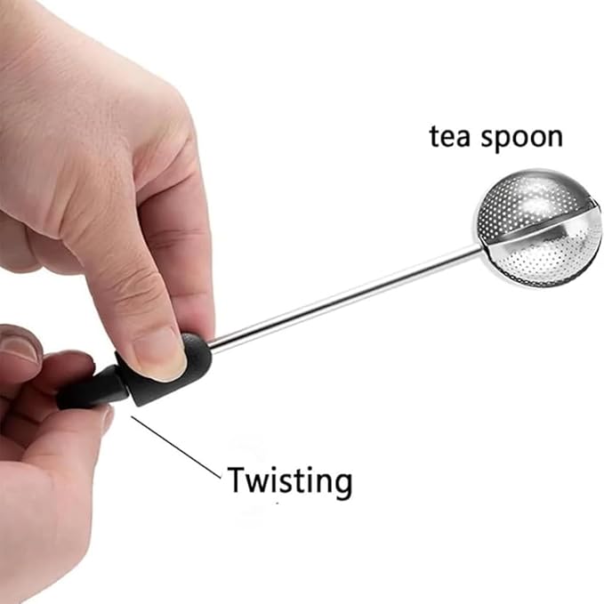 2pack Tea Ball, tea infuser for loose leaf tea, tea strainers for loose tea, stainless steel tea strainer, loose leaf tea steeper, easy clean, tea fine mesh strainer reusable-A (Black)