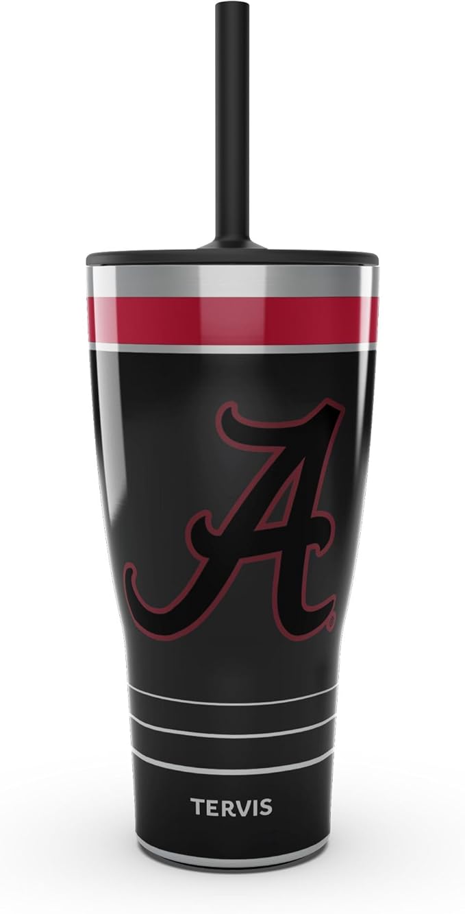Tervis Traveler Alabama Crimson Tide - Night Game Triple Walled Insulated Tumbler Travel Cup Keeps Drinks Cold & Hot, 30oz with straw, Stainless Steel
