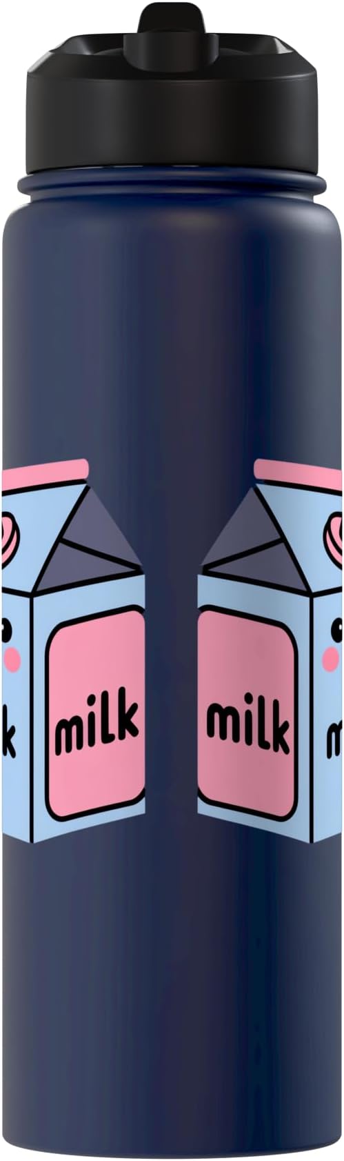 Milk Carton Kawaii Cute Smiling Milk Stainless Steel Insulated Water Bottle