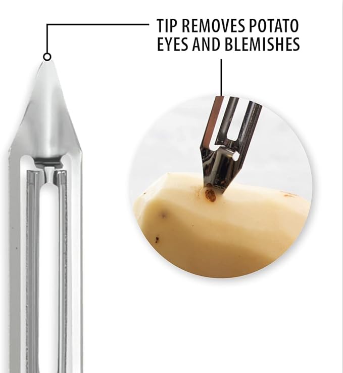 Rada Cutlery Vegetable Peeler (W232), 1.75" Stainless Steel Swiveling Blade, Black Handle