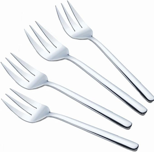 Serving Platters Forks Stainless Steel Buffet 9 inch Utensils Cake Butter Pastry Servers (4 pcs serving forks)