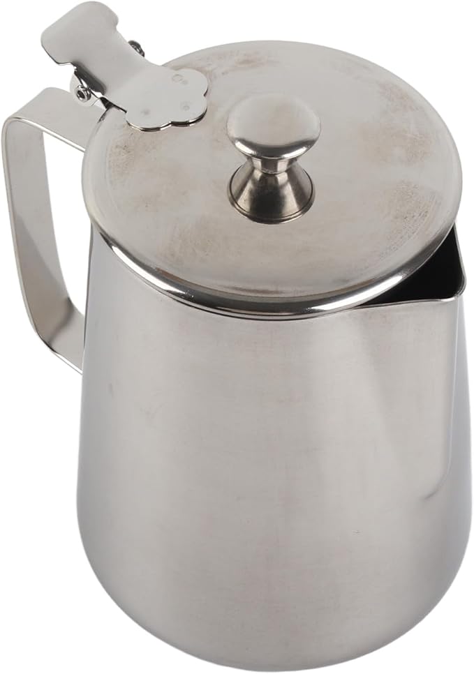 Stainless Steel Coffee Cup, Milk Frothing Jug, Latte Pitcher with Lid, 1000ml Frothing Cup for Baristas, Stainless Steel Mug for Hot & Cold Drinks