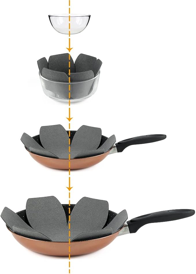 BYKITCHEN Larger & Thicker Pan Pot Protectors, Set of 12 and 3 Different Sizes, Felt Pan Separators, Gray Pot Dividers Protectors for Stacking and Protecting Your Cookware