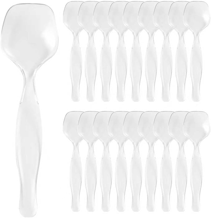 18 Count Disposable Clear Plastic Serving Spoons for Buffet, Large Serving Spoons Heavy Duty Disposable Serving Utensils for Catering Wedding Holiday Party Events (Clear, 18pcs spoons)