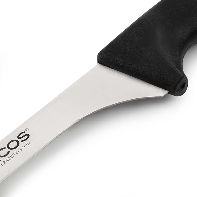 Arcos Slicing Knife/Ham Knife 9 Inch Nitrum Stainless Steel. Ergonomic Polyoxymethylene POM Black Handle. Useful utensil especially for slicing ham. Series Niza