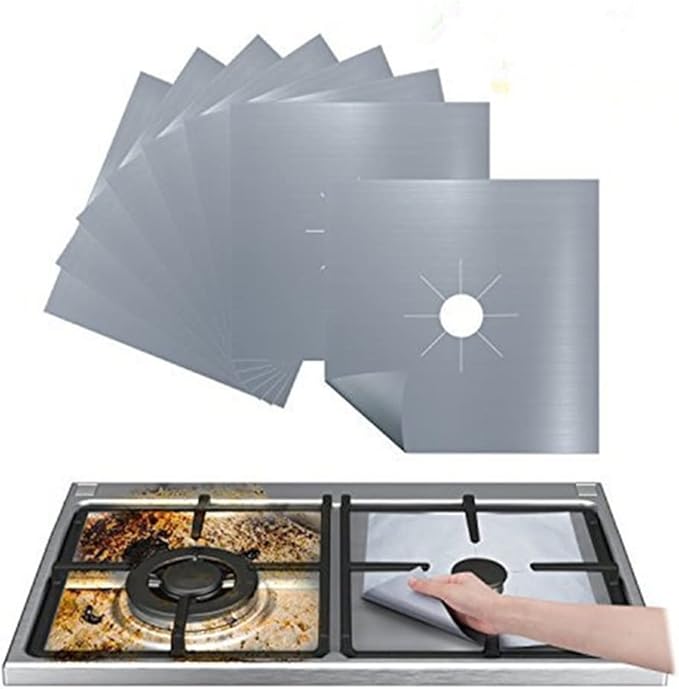 JSEIAJB 4pcs Gas Stove Non-Stick Liner Heat Resistant Protector Cooker Mat Pad Kitchen Protect Gas Stove Stovetop Tool(White-Fruit peach5)