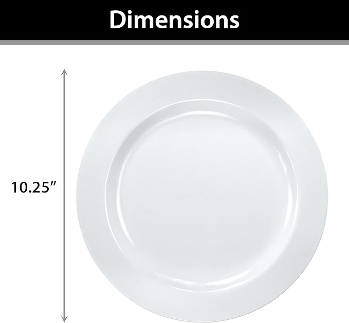 Lillian Tablesettings Premium Quality 10.25 inch Heavyweight Plastic Plates China Like, Wedding and Party Dinnerware Plastic Plates, White Pearl - Value Pack 120 Count