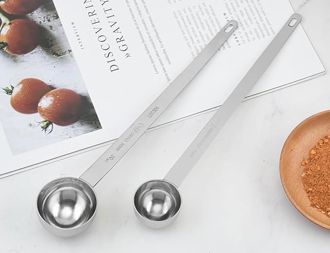 Long Handle Measuring Spoon,CISHNOU Tablespoon Coffee Scoop Stainless Steel Measuring spoon 15 ml Coffee Scoop for Ground Coffee