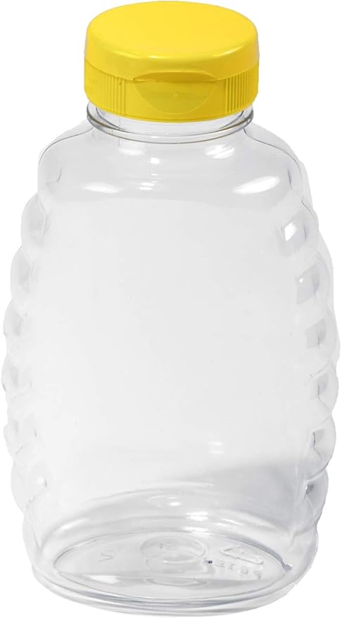 Little Giant® Plastic Honey Jar | Skep-Style Jar | Honey Squeeze Bottle with Flip-top Lid | Plastic Honey Bottle | 12 Pack | 16 Ounce