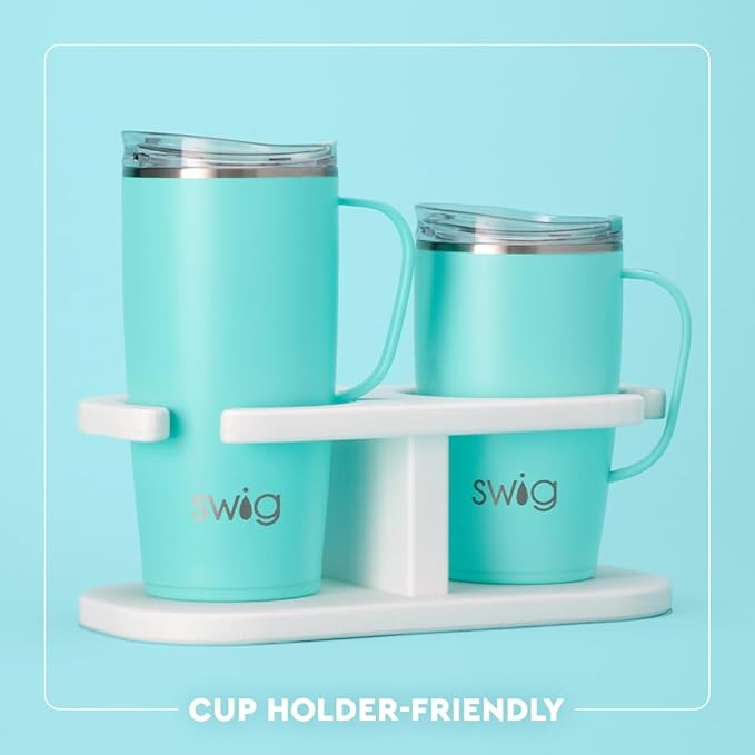 Swig Life 18oz Travel Mug, Insulated Tumbler with Handle and Lid, Travel Coffee Mug, Cup Holder Friendly, Stainless Steel 18 oz Tumbler, Reusable Insulated with Lid (Pagoda Paradise)