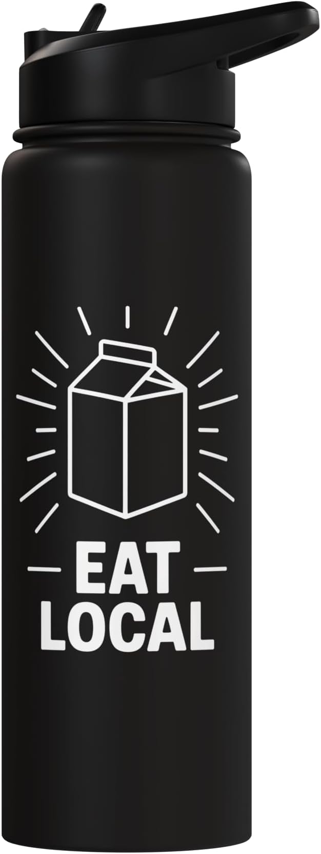 Funny Eat Local Milk Carton Minimalist Saying Stainless Steel Insulated Water Bottle
