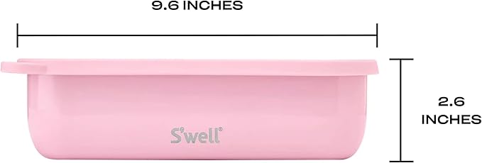 S'well Stainless Steel Bento Box, Peony, Fits One Large Entree Or Small Entree And Snack, Includes Removable Divider, Leakproof, Easy to Clean, Dishwasher Safe
